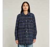 Langarmshirt G-STAR "Regular Boyfriend Overshirt", Damen, Gr. S, rank blau dash check, Obermaterial: 100% Polyester, Shirts Langarmshirt (45831535-S) rank blau dash check
