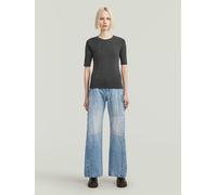G-STAR Washed A-Line Slim Rib T-Shirt Schwarz M dark black garment dyed D26936-E127-B564-M