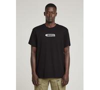 T-Shirt G-STAR "Old Skool Logo", Herren, Gr. L, schwarz (dk schwarz), Jersey, Obermaterial: 100% Baumwolle, bedruckt, casual, regular fit, Rundhals, Kurzarm, Shirts, mit Frontprint (76610630-L) dk sch