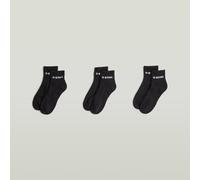 Kurzsocken G-STAR "GROVE, 3 PACK ANKLE SPORTS SOCKS", Damen, Gr. 44-47, schwarz, Baumwollmischung, unifarben, Socken, mit Logo-Jacquard (37366207-44) schwarz