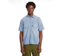 G-star Slanted Double Pocket Regular Kurzarmhemd M Sun Faded Blue Mist