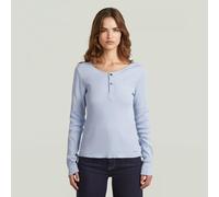 T-Shirt G-STAR "Slim Henley Long Sleeve T-Shirt", Damen, Gr. S, lt wave, Obermaterial: 94% Baumwolle, 6% Elasthan, Shirts T-Shirt (75233012-S) lt wave