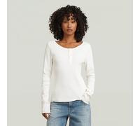 T-Shirt G-STAR "Slim Henley Long Sleeve T-Shirt", Damen, Gr. M, milk, Obermaterial: 94% Baumwolle, 6% Elasthan, Shirts T-Shirt (62587107-M) milk