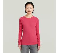 Langarmshirt G-STAR "Slim Rib Keyhole", Damen, Gr. XS (34), pink peacock, Rippware, Obermaterial: 96% Baumwolle, 4% Elasthan, unifarben, slim fit normal, Rundhals, Raglanärmel, Shirts Langarmshirt, mi