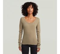 G-STAR Slim Rib Open Neck T-Shirt Beige M safari D28742-E527-B444-M