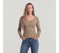 G-STAR Slim Rib Open Neck T-Shirt Beige XXS safari D28742-E527-B444-XXS