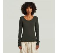 G-STAR Slim Rib Open Neck T-Shirt Grau S asfalt D28742-E527-995-S