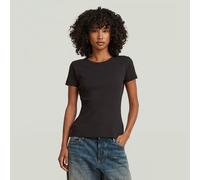 T-Shirt G-STAR "Slim Rib Wmn", Damen, Gr. XXL, dk schwarz, Single Jersey, Obermaterial: 98% Baumwolle, 2% Elasthan, unifarben, slim fit hüftlang, Rundhals, abgesteppte Kante, Shirts T-Shirt, in Rundha