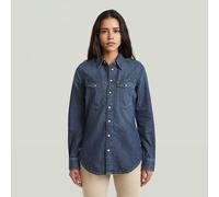 Langarmshirt G-STAR "Slim Western Hemd", Damen, Gr. S, antique faded hurricane, Obermaterial: 100% Baumwolle, Shirts Langarmshirt (51201237-S) antique faded hurricane