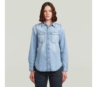 Langarmshirt G-STAR "Slim Western Hemd", Damen, Gr. XL, sun faded blau mist, Obermaterial: 100% Baumwolle, Shirts Langarmshirt (78008314-XL) sun faded blau mist