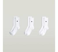 Socken G-STAR "CLAY, 3 PACK SPORTS SOCKS", Damen, Gr. 44-47, hellweiß, Baumwollmischung, unifarben, Socken Socken, unifarben, mit Labelstickerei (92776368-44) hellweiß