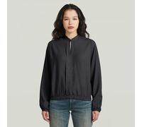 Langarmshirt G-STAR "Stand Up Collar Shirt", Damen, Gr. S, dk schwarz gd, Obermaterial: 90% Viskose, 10% Polyester, Shirts Langarmshirt (85647120-S) dk schwarz gd