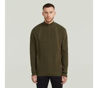 Longpullover G-STAR "Structured Half Zip Knit", Herren, Gr. L, schwarz olive, Obermaterial: 100% Baumwolle, Pullover Longpullover (86466702-L) schwarz olive