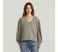Sweatshirt G-STAR "Sun faded V-Neck Loose Wmn", Damen, Gr. XL, turf gd, Sweatware, Obermaterial: 100% Baumwolle, unifarben, oversize normal, V-Ausschnitt, Rippbündchen, Sweatshirts Sweatshirt, mit V-A