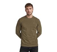 Langarmshirt G-STAR "True Regular r t ls", Herren, Gr. XL, grün (schwarz khaki), Jersey, Obermaterial: 100% Baumwolle, unifarben, regular fit normal, Rundhals, abgesteppte Kante, Shirts Langarmshirt,