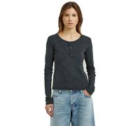 Langarmshirt G-STAR "Vintage Slim Henley t ls wmn", Damen, Gr. S, dk legion blau gd, Rippware, Obermaterial: 98% Baumwolle, 2% Elasthan, washed, slim fit hüftlang, Rundhals, abgesteppte Kante, Shirts