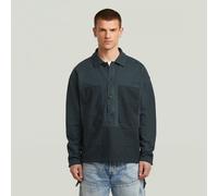 Longpullover G-STAR "Washed Fabric Mix Loose Sweatshirt", Herren, Gr. M, dk patriot blau gd, Obermaterial: 100% Baumwolle, Pullover Longpullover (29007126-M) dk patriot blau gd