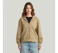 Longpullover G-STAR "Washed Hoodie Zip Relaxed Sweatshirt", Damen, Gr. M, safari gd, Obermaterial: 100% Baumwolle, Pullover Longpullover (21808907-M)