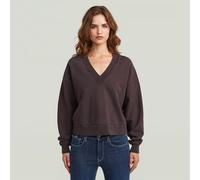 Longpullover G-STAR "Washed Loose V Sweater", Damen, Gr. M, chocolate plum gd, Obermaterial: 100% Baumwolle, Pullover Longpullover (83898511-M) chocolate plum gd