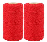 G2PLUS Rot Bäcker Bindfäden, 2x100M Baumwolle Schnur, 2MM Bastelschnur Dekokordel Schnur Perfekt für DIY Kunstgewerbe Gartenarbeit