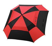 G4Free 62 Inch Quadratischer Golfschirm Übergroß Doppelt Überdachung für 2-4 Personen Großer Regenschirm Winddichter XXL Stockschirm Automatik Auf, Rot/Schwarz