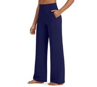 G4Free BareFeel Yogahose High Waist Sporthose für Damen mit Taschen Weites Bein Jogginghose Weiche Strecken Freizeithose für Fitness(Königlich Blau,XL,33")