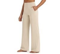 G4Free BareFeel Yogahose High Waist Sporthose für Damen mit Taschen Weites Bein Jogginghose Weiche Strecken Freizeithose für Fitness(Khaki,XL,33")