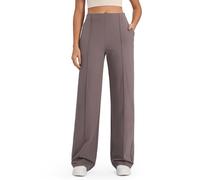 G4Free Hosen Damen Weites Bein Yogahose Sporthose Lang Hohe Taille Freizeithose Business Arbeitshose Stretch Anzughose mit Taschen Petite(Taupe,XXL)