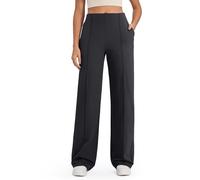 G4Free Hosen Damen Weites Bein Yogahose Sporthose Lang Hohe Taille Freizeithose Business Arbeitshose Stretch Anzughose mit Taschen Tall(Schwarz,XXL)
