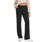 G4Free Jogginghose Damen Yogahose Sporthose Lang Weitem Bein Kordelzug Trainingshose Lose Lounge bequem Freizeithose mit Taschen(Schwarz,L,27")