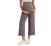 G4Free Umstandshose Damen Hohe Taille Yogahose Umstandsmode Sommer für Schwangere 3/4 Weites Bein Schwangerschafts Stretch Lose Lounge Arbeitshosen