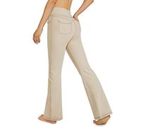 G4Free Yogahose Damen Schlaghose Yoga Stretch Hosen Damen Hohe Taille Bootcut Jeans Freizeithose Sporthose Training Fitness Arbeit Khaki,XXL