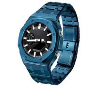 GA2100 Armbandgehäuse, Mod-Kit, alle Edelstahl-Lünette, Ersatzzubehör, kompatibel mit Herrenuhren, G-Shock GA-2100/GA-2110/GA-B2100 (blau)