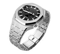 GA2100 Edelstahl-Uhrenarmband-Gehäuse-Mod-Kit, glatte Lünette ohne Nägel, Metallarmband-Zubehör, kompatibel mit Casio G-Shock GA2100/GA-2110 Herrenuhren, Adjustable strap, Edelstahl, Kein Edelstein