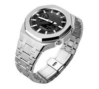 GA2100 Edelstahl-Uhrenarmband, Mod Kit, glatte Lünette ohne Nägel, Metallarmband, Zubehör, kompatibel mit Casio G-Shock GA2100/GA-2110 Herrenuhren, Adjustable strap, Edelstahl, Kein Edelstein