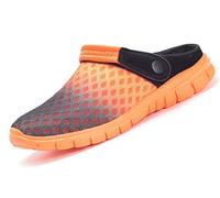 Gaatpot Clogs Damen Pantoletten Mesh Sabot Sommer Hausschuhe Atmungsaktiv Gartenschuhe mit Rutschfest Weiche Sohle Freizeit Sandalen,Orange,Gr.39