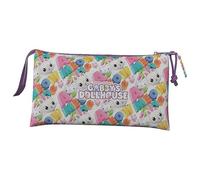 Gabby - Dreifach-Federmäppchen, Federmäppchen, 5 Fächer, Vorschule, Federmäppchen, Gabby, Pandy Patitas, Farbe Lila, offizielles Produkt (CyP Brands)