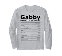 Gabby Name Ernährungsfakten Personalisierte Frauen Mädchen Weihnachten Langarmshirt