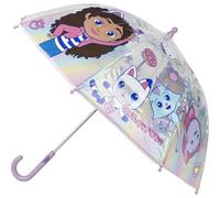 Gabby's Dollhouse Bubble-Regenschirm - Manuell zu öffnen - Pink - Gabby und ihre Freunde bedruckt - Hergestellt aus 100% POE mit Fiberglasrahmen - Original Produkt entworfen in Spanien