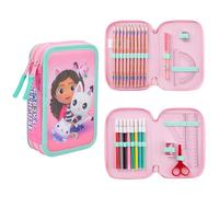 Gabby's Dollhouse Federmäppchen Mädchen, Gefülltes Doppelmäppchen mit School Supplies - Geschenke für Mädchen
