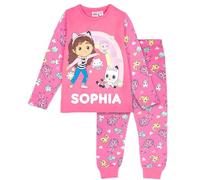 Gabby's Dollhouse Personalisierter Schlafanzug für Mädchen, 100% Baumwolle, warm und weich, langärmelig, PJ Set, Geschenk für Mädchen, rose, 3-4 Years