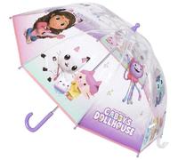 Gabby's Dollhouse Regenschirm für Kinder Transparent - Mit Lilafarbenem Griff - Manuelles Öffnen - Aus 100% POE mit Fiberglasgestell - Original Produkt in Spanien Designed