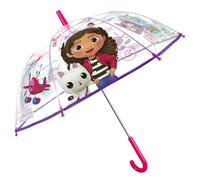 Gabbys Dollhouse Regenschirm Transparent Mädchen 3 4 5 6 Jahre - Gabby's Puppenhaus Kinderschirm für Kleine Kinder Kindergarten - Durchsichtiger Regen Schirm Manuell Winddicht - Durchmesser 74 cm