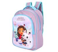 Gabby's Dollhouse Rucksack für Mädchen - 37 cm lila Schultasche mit Tasche & Seitennetz - Offizieller Gabby Rucksack für Kinder