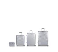 Gabol Queens Hartschalenkoffer-Set (Kabine, Medium, groß und Kulturbeutel) erweiterbar mit einem Fassungsvermögen von bis zu 237,9 l, silber