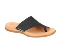 Zehentrenner GABOR, Damen, Gr. 44 (9,5), blau (nachtblau), Nubukleder, Schuhe Zehentrenner, Keilabsatz, Sommerschuh, Dianette mit kontrastfarbiger Stickerei (215529-44)