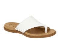 Gabor Zehentrenner Dianette 655065 Damen Leder Keilabsatz Weiß Gr. 44 (9,5) mit Stickerei