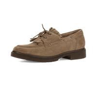 Schnürschuh GABOR, Damen, Gr. 38, beige, Veloursleder, Schuhe Schnürschuh, Blockabsatz, Halbschuh mit modischen Fransen, Weite G (=weit) (13439613-38) beige