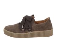 Plateausneaker GABOR, Damen, Gr. 43, grau (taupe), Veloursleder, unifarben, sportlich, Schuhe, Schnürschuh, Halbschuh, Slipper mit aufgesetzter Zierschnürung (64118462-43) taupe