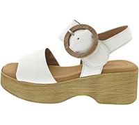 Sandalette GABOR, Damen, Gr. 39, weiß, Nappaleder, unifarben, modisch, Schuhe, Sommerschuh, Riemchensandale mit Plateau in Holzoptik (71743725-39) weiß